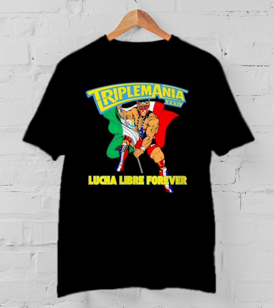 Triplemania XXXIV Lucha Libre Forever Wrestler Mexican Flag T-Shirt