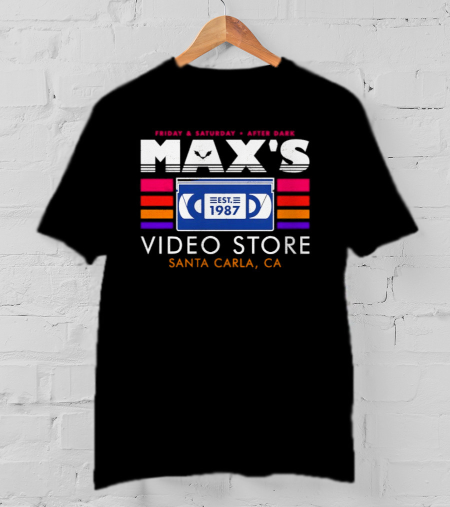 Max's Video Store Santa Carla CA Est 1987 Retro VHS 80s Aesthetic T-Shirt