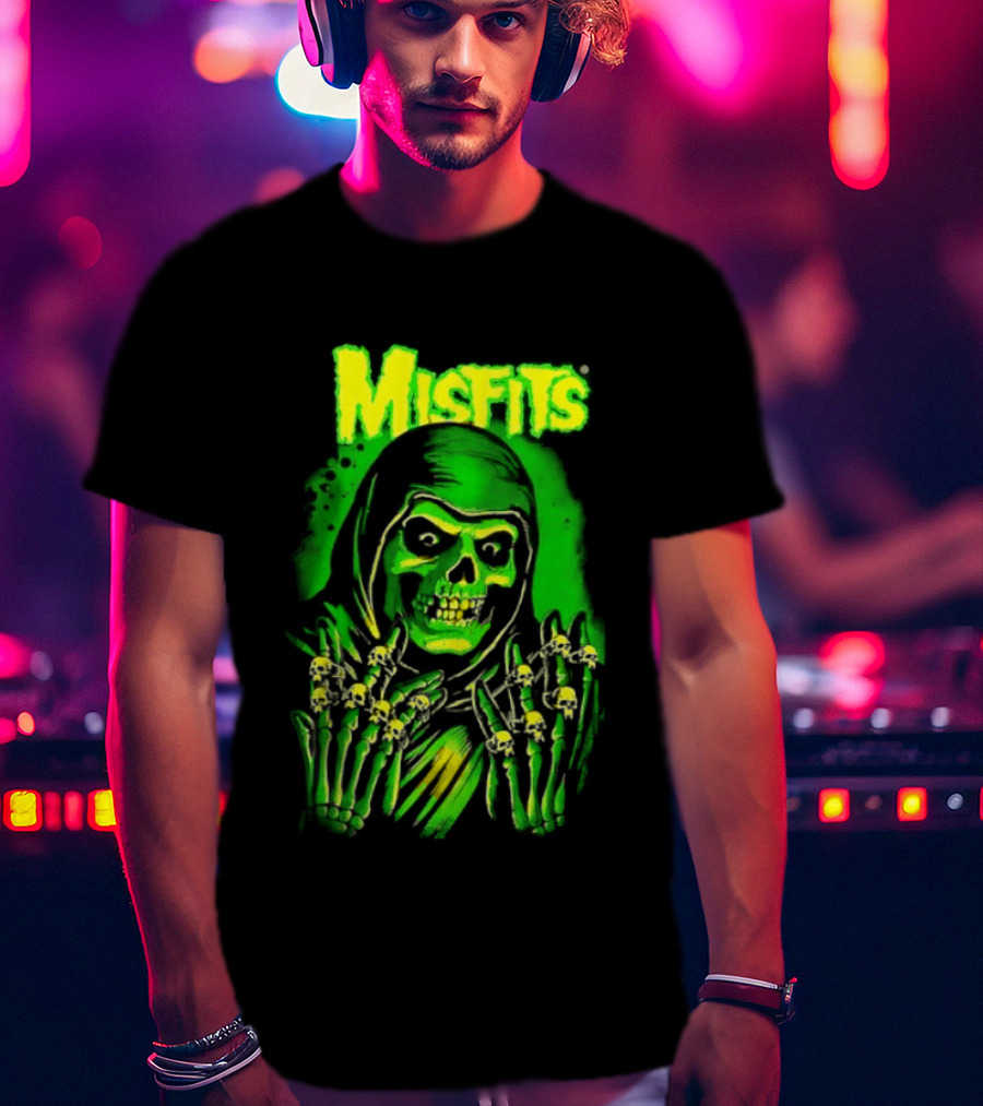 Misfits Fiend Club 26 Punk Rock Jerry Only Skull Neon Green T-Shirt