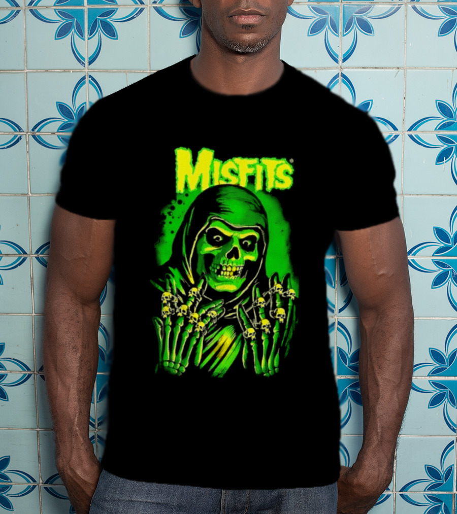 Misfits Fiend Club 26 Punk Rock Jerry Only Skull Neon Green T-Shirt