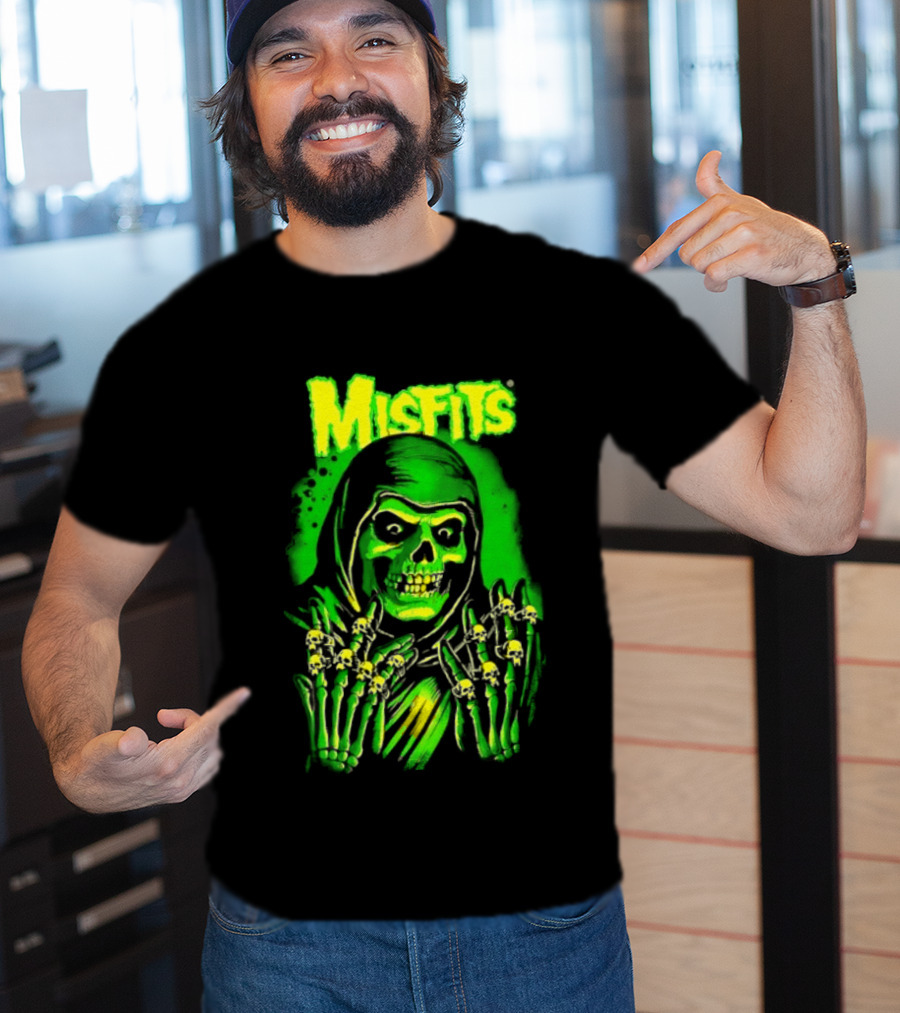 Misfits Fiend Club 26 Punk Rock Jerry Only Skull Neon Green T-Shirt