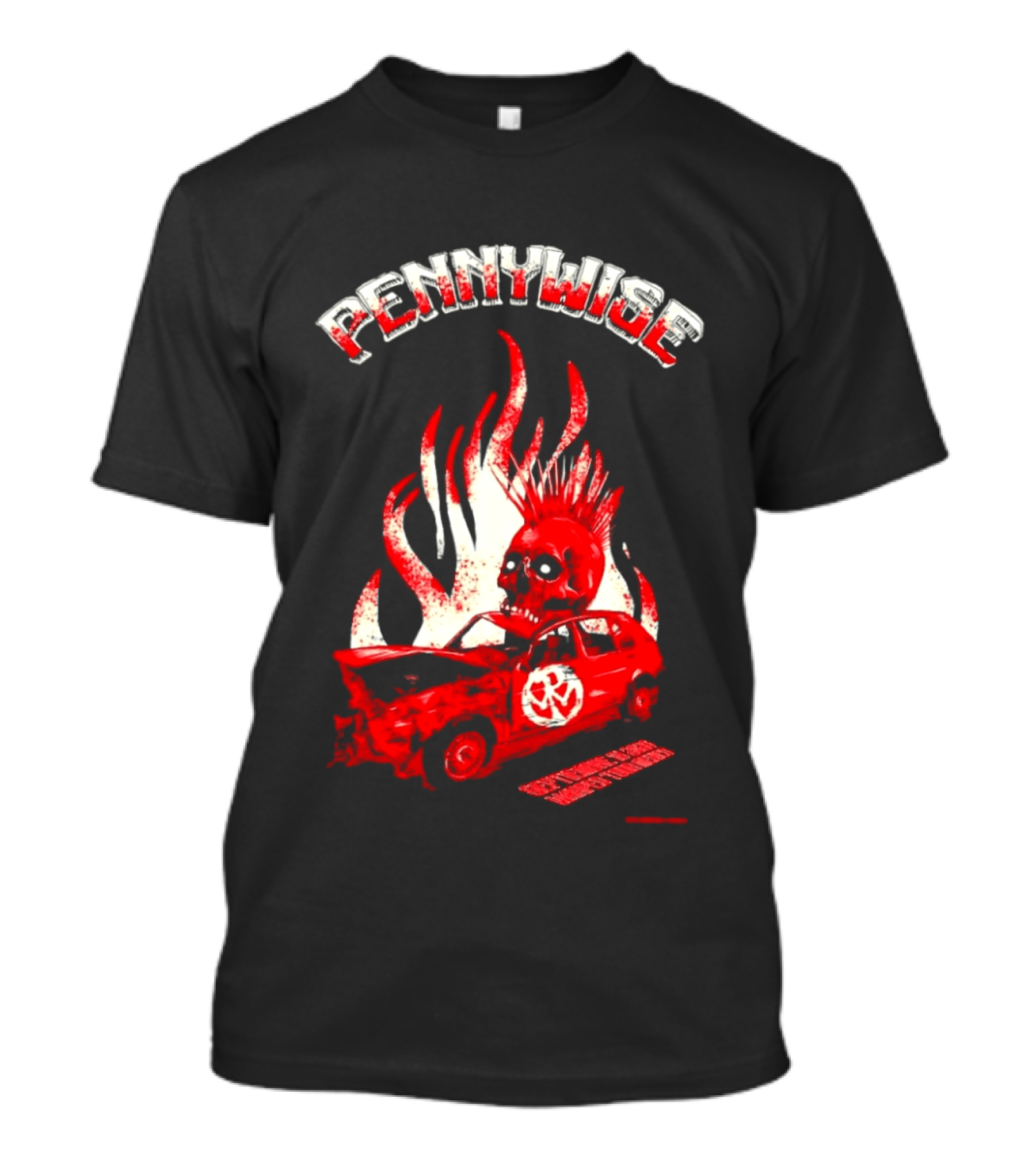 Pennywise Punk Rock Skull Flames Car Warped Tour T-Shirt