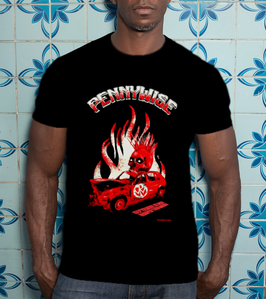 Pennywise Punk Rock Skull Flames Car Warped Tour T-Shirt