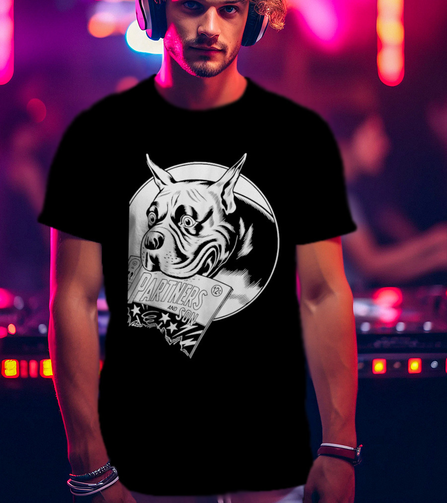 Pitbull Dog Comic Book With Biting Graphic And Stars T-Shirt