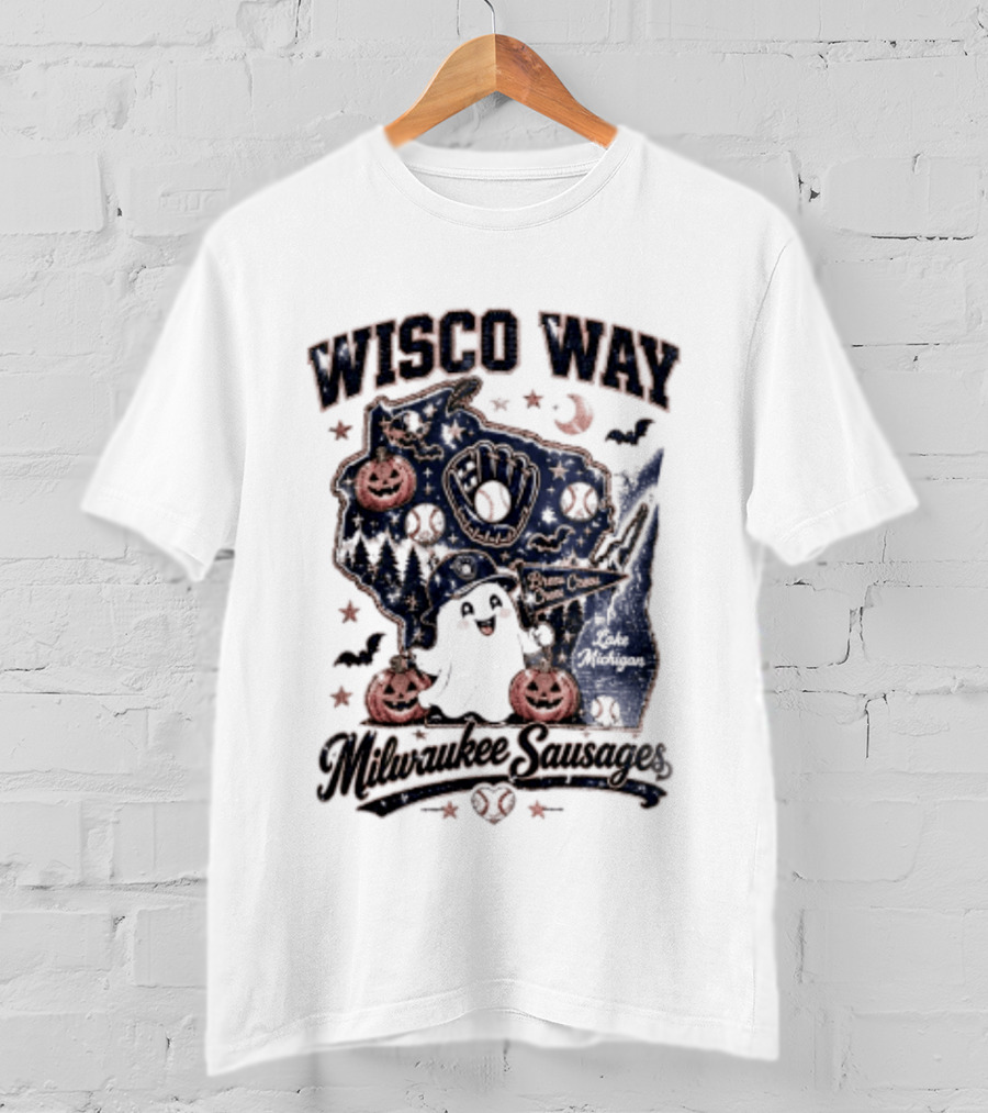 Wisco Way Milwaukee Sausages Halloween Ghosts 2026 T-Shirt