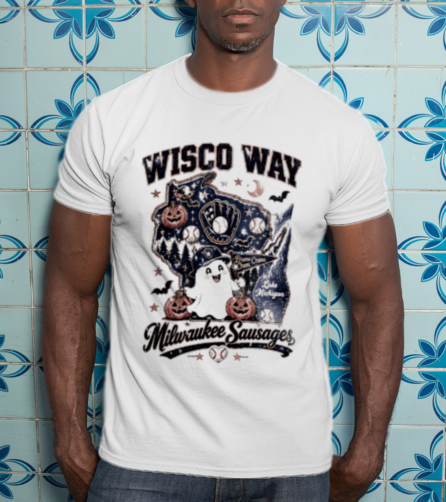 Wisco Way Milwaukee Sausages Halloween Ghosts 2026 T-Shirt