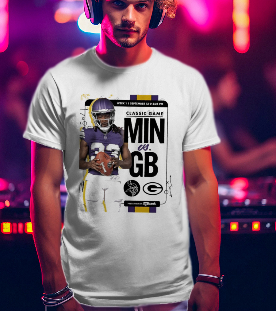 Minnesota Vikings Versus Green Bay Packers Classic Game Aaron Jones MIN GB T-Shirt