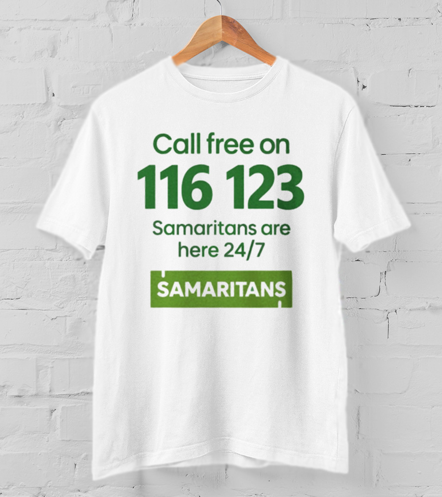 Aston Villa Together Against Suicide Samaritans 116 123 Call Free 24/7 T-Shirt