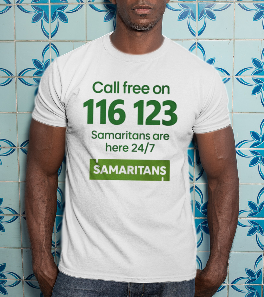 Aston Villa Together Against Suicide Samaritans 116 123 Call Free 24/7 T-Shirt
