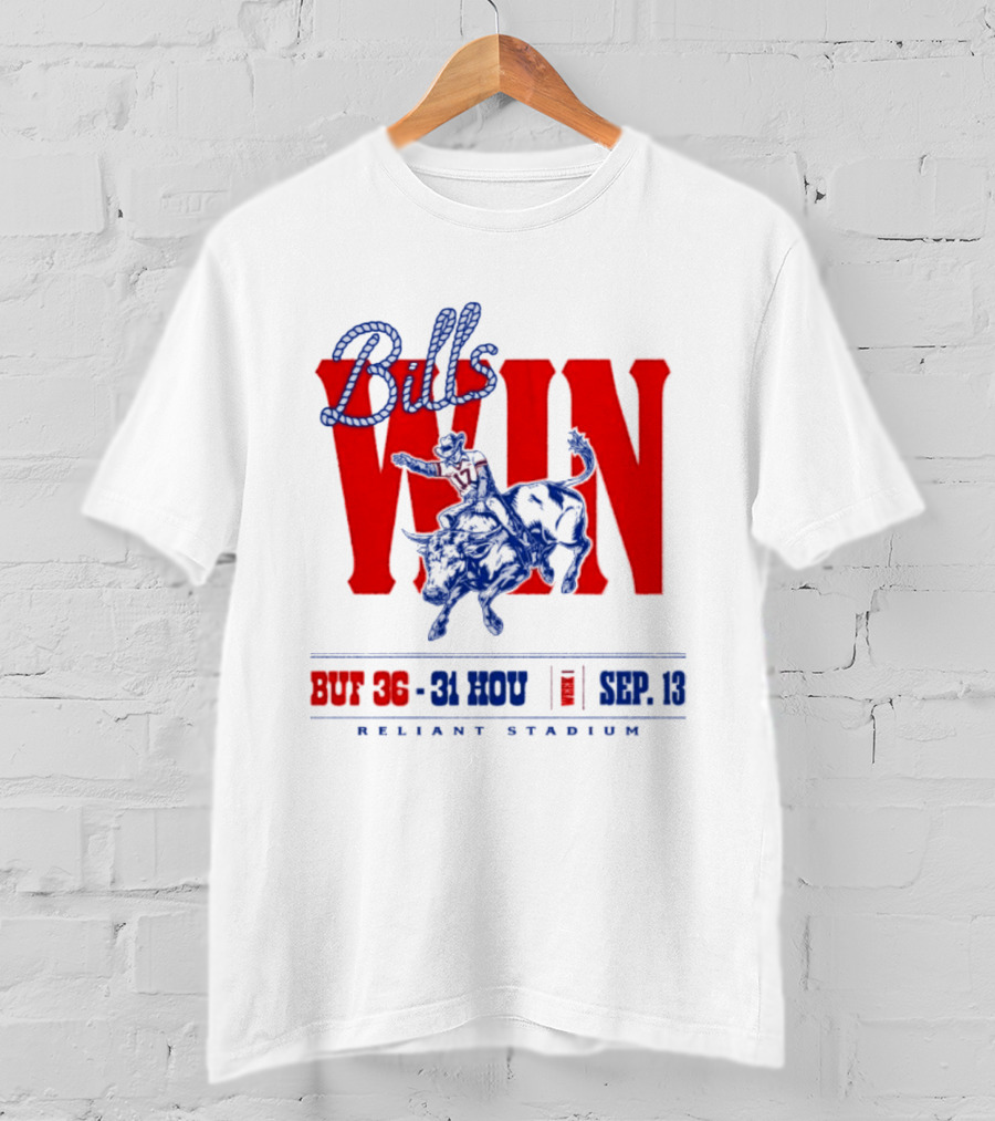 Bills Win BUF 36 31 HOU Week 1 Sep 13 Reliant Stadium Retro Style Football Victory Celebration T-Shirt