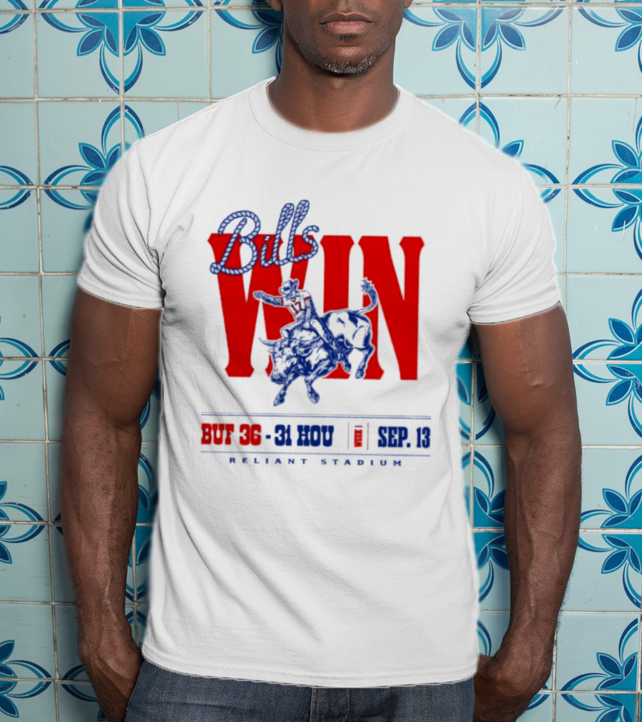 Bills Win BUF 36 31 HOU Week 1 Sep 13 Reliant Stadium Retro Style Football Victory Celebration T-Shirt