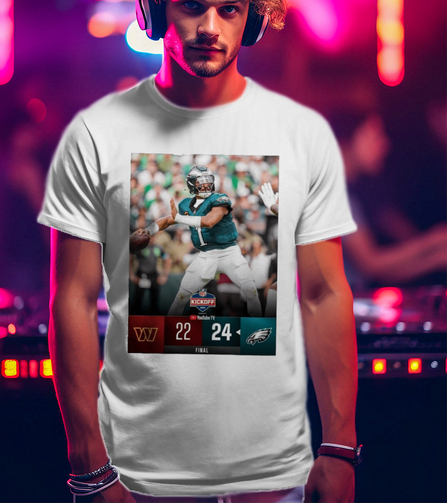 Jalen Hurts NFL Kickoff Philadelphia Eagles Victory 24 22 Final T-Shirt
