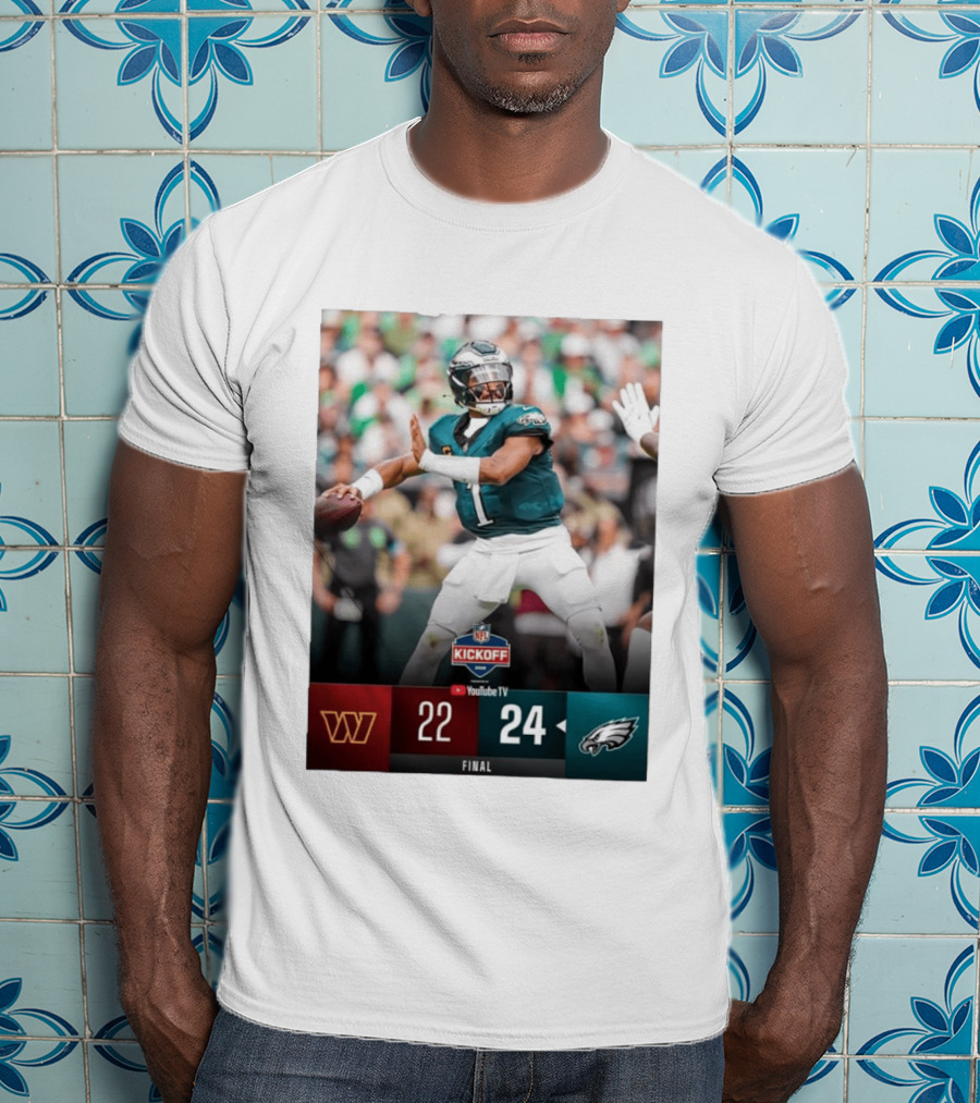Jalen Hurts NFL Kickoff Philadelphia Eagles Victory 24 22 Final T-Shirt