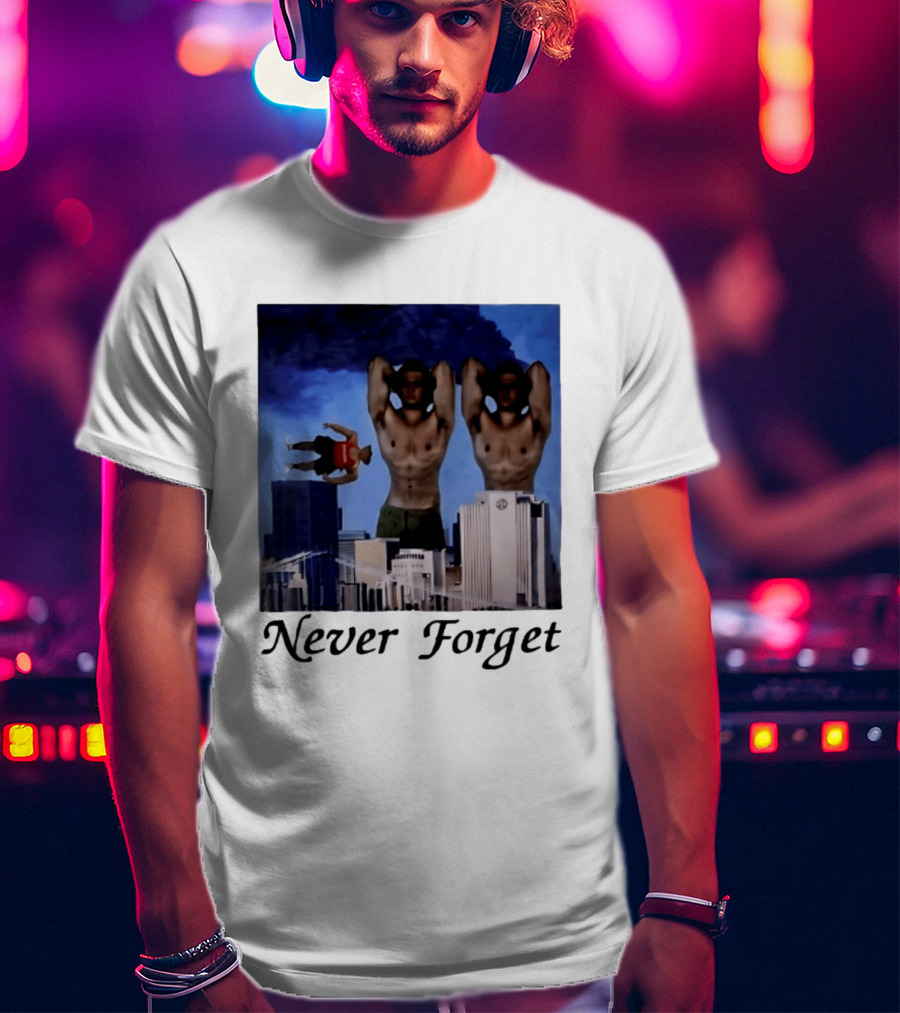 Never Forget 9 11 Internet Meme Edgy Humor Floating Character Twin Towers T-Shirt