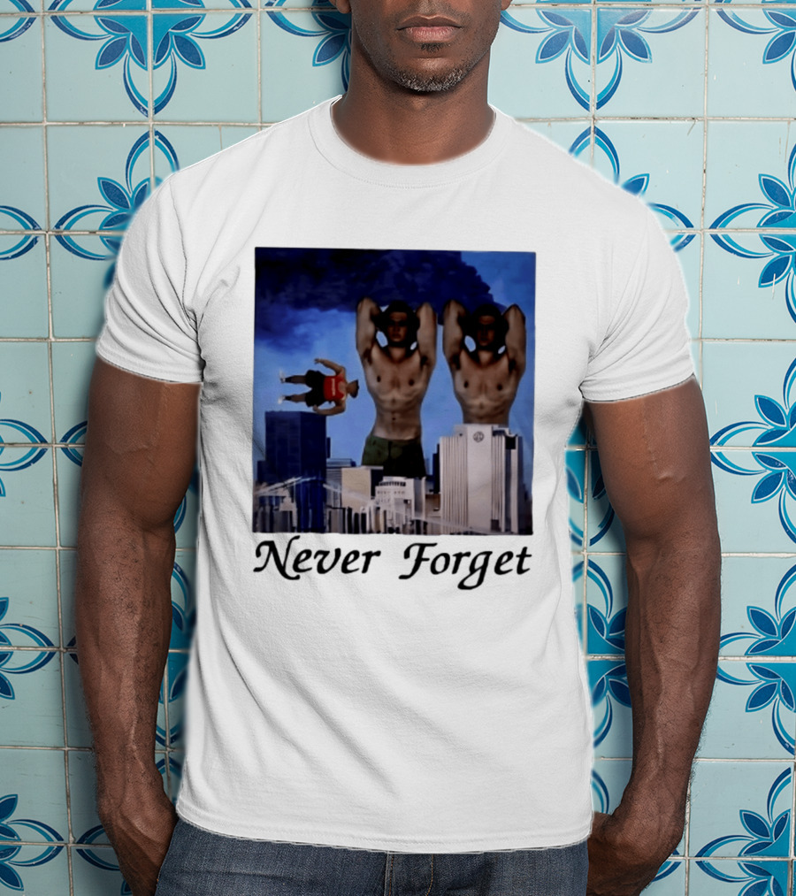Never Forget 9 11 Internet Meme Edgy Humor Floating Character Twin Towers T-Shirt