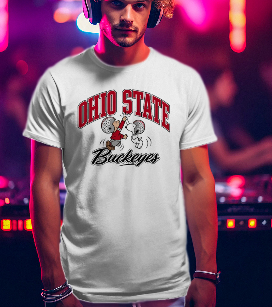 Ohio State Buckeyes Peanuts Characters Football Collaboration T-Shirt