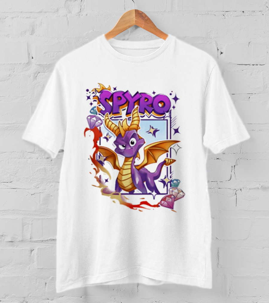 Spyro Purple Dragon Cartoon Polaroid Adventure T-Shirt