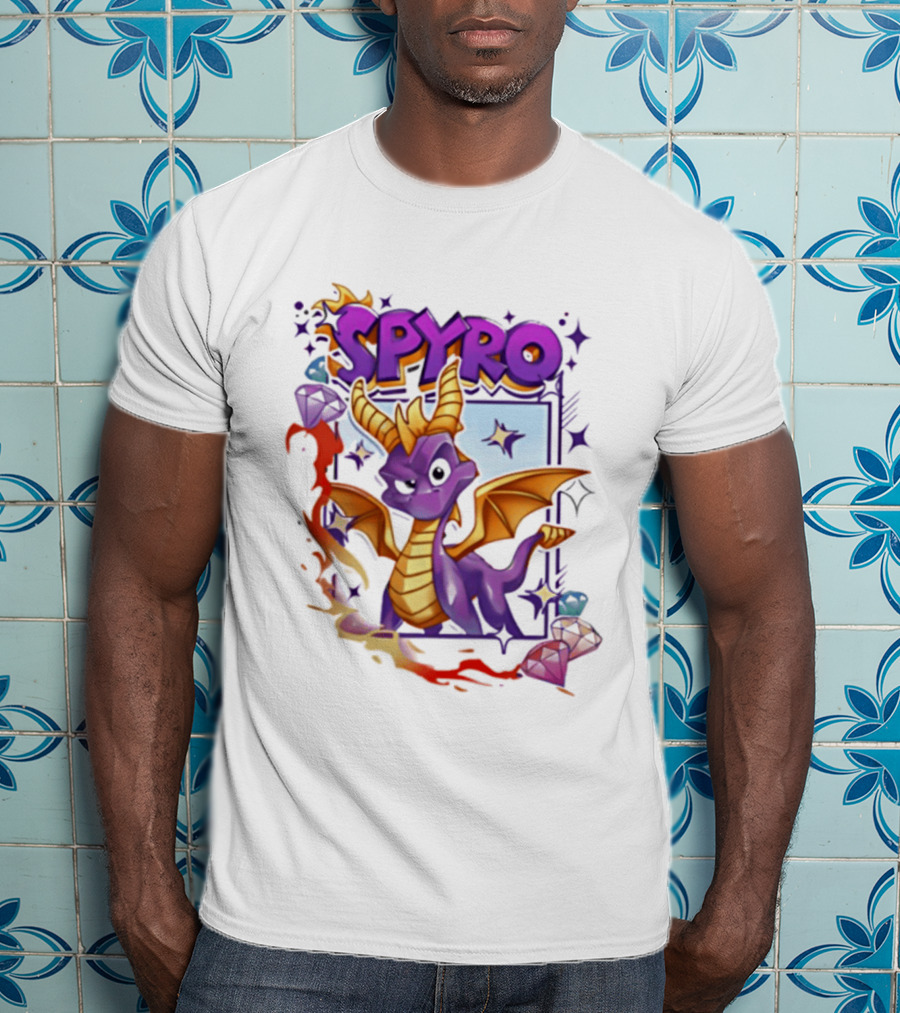 Spyro Purple Dragon Cartoon Polaroid Adventure T-Shirt