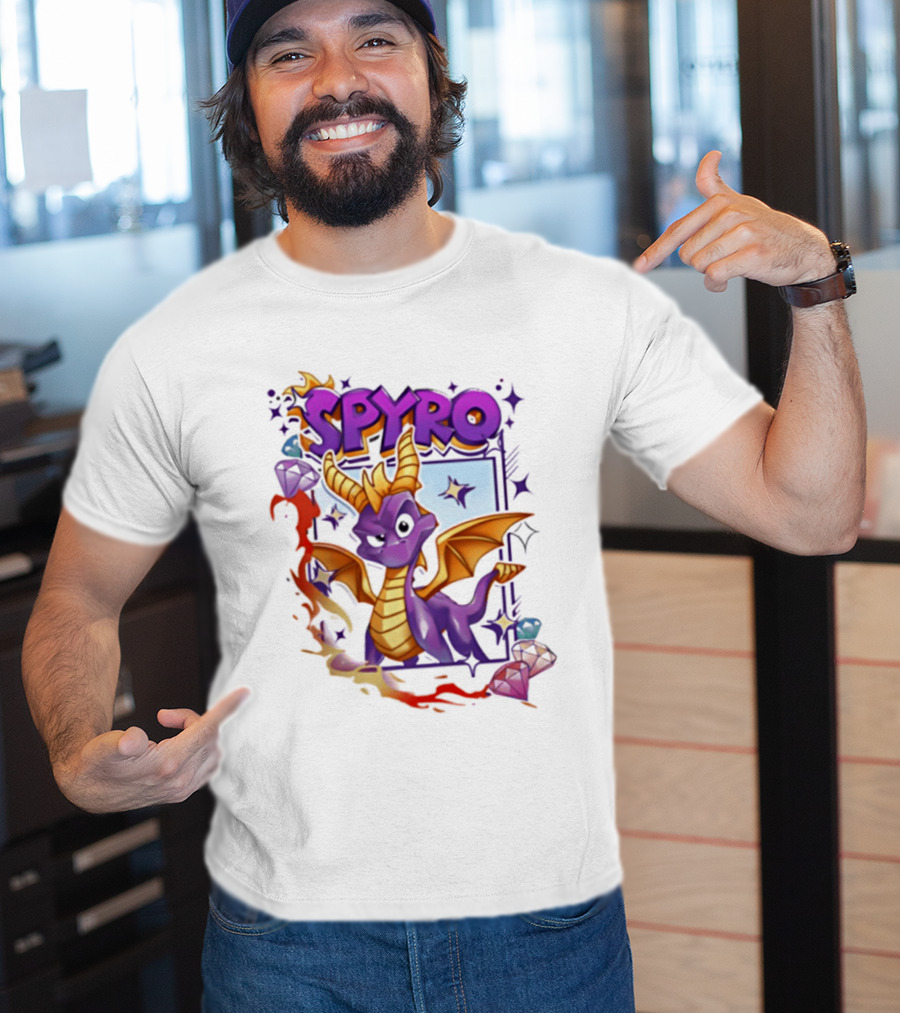 Spyro Purple Dragon Cartoon Polaroid Adventure T-Shirt