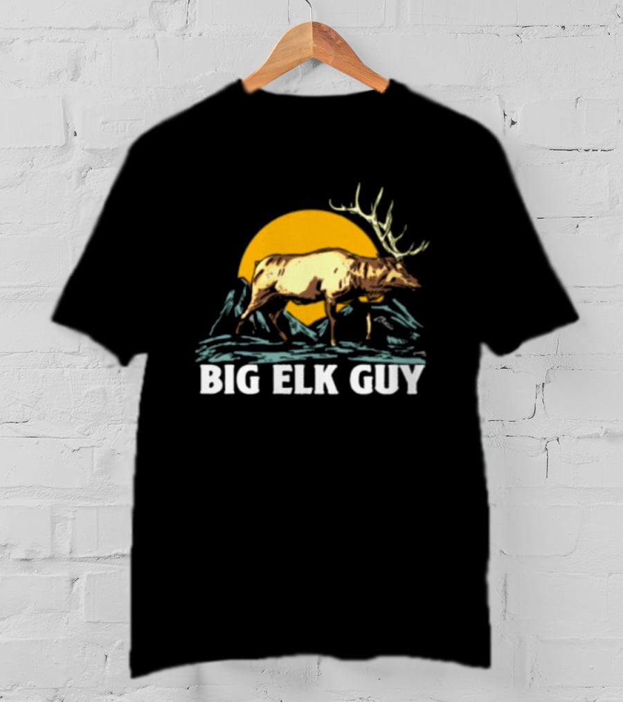 Big Hunting Guy Store Big Elk Guy Hunting Hat Elk Mountain Sun Scene T-Shirt