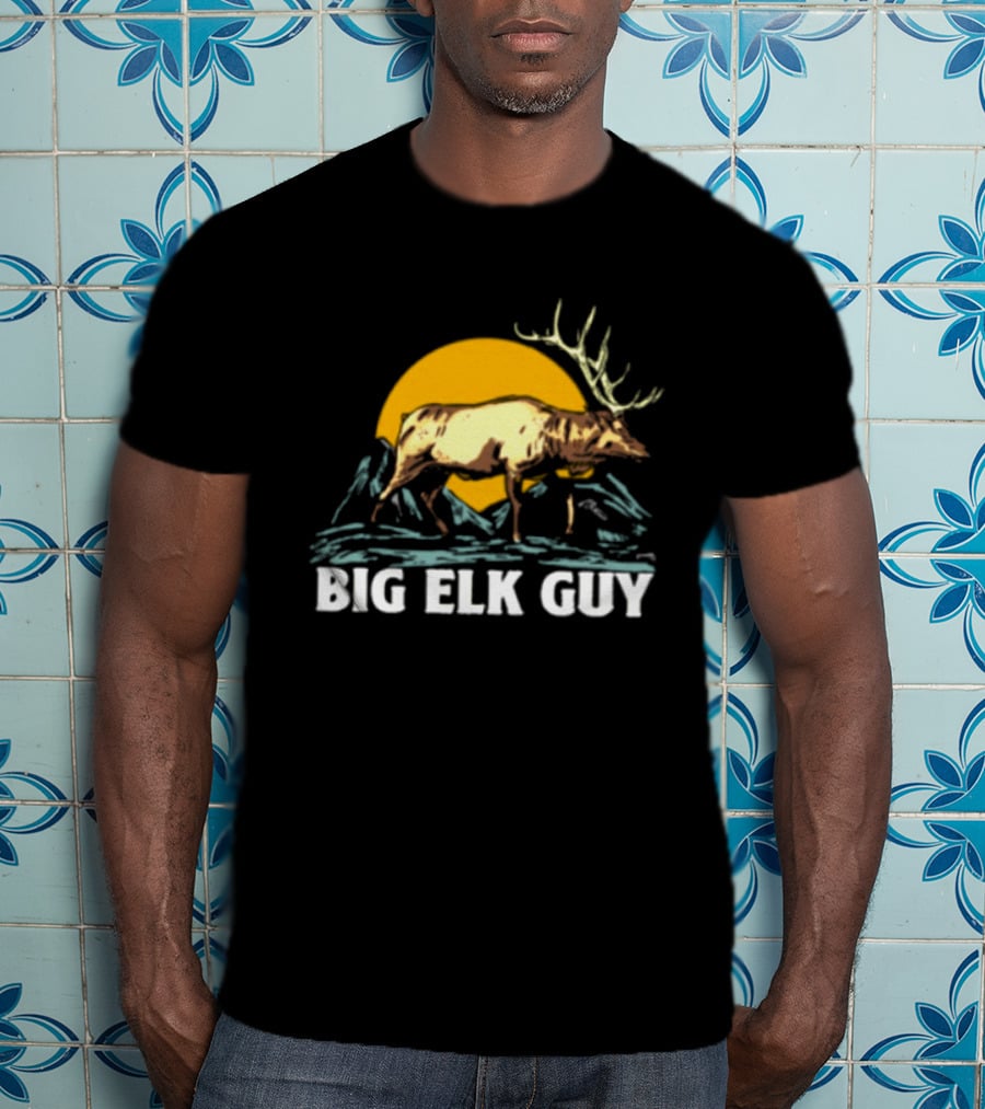 Big Hunting Guy Store Big Elk Guy Hunting Hat Elk Mountain Sun Scene T-Shirt