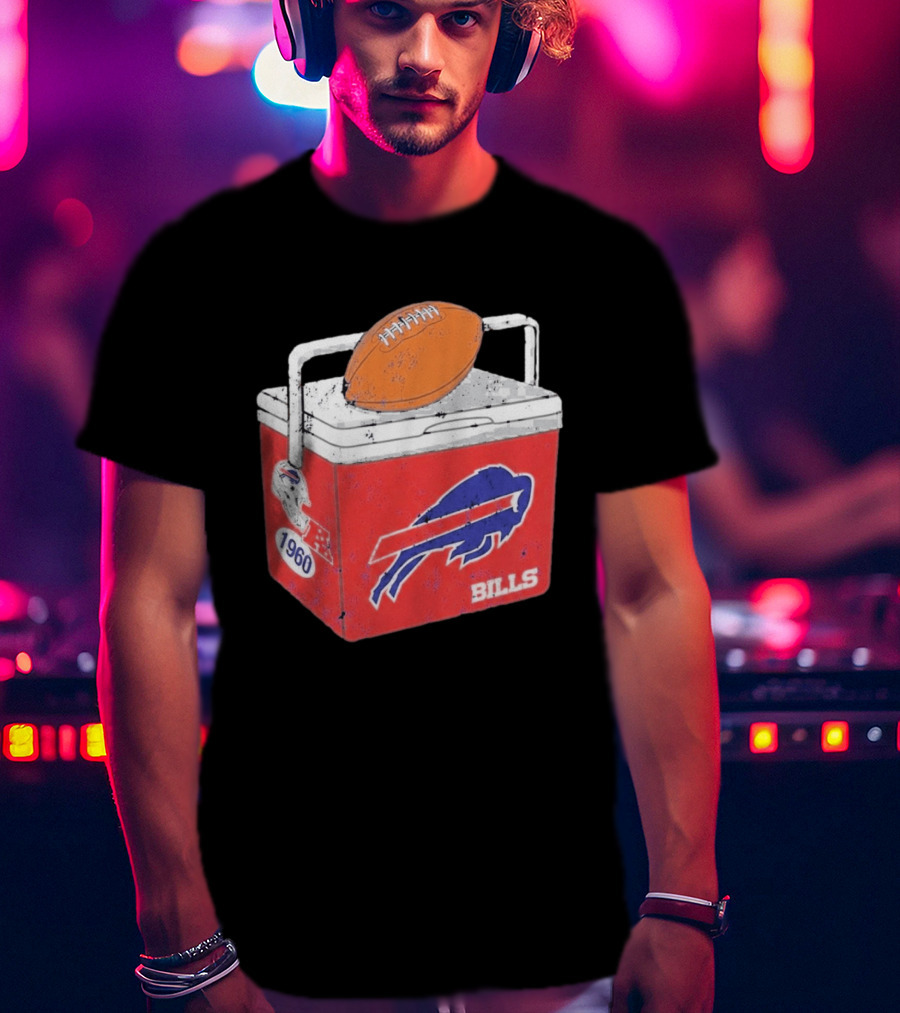 Buffalo Bills 1960 Retro Cooler With Football T-Shirt