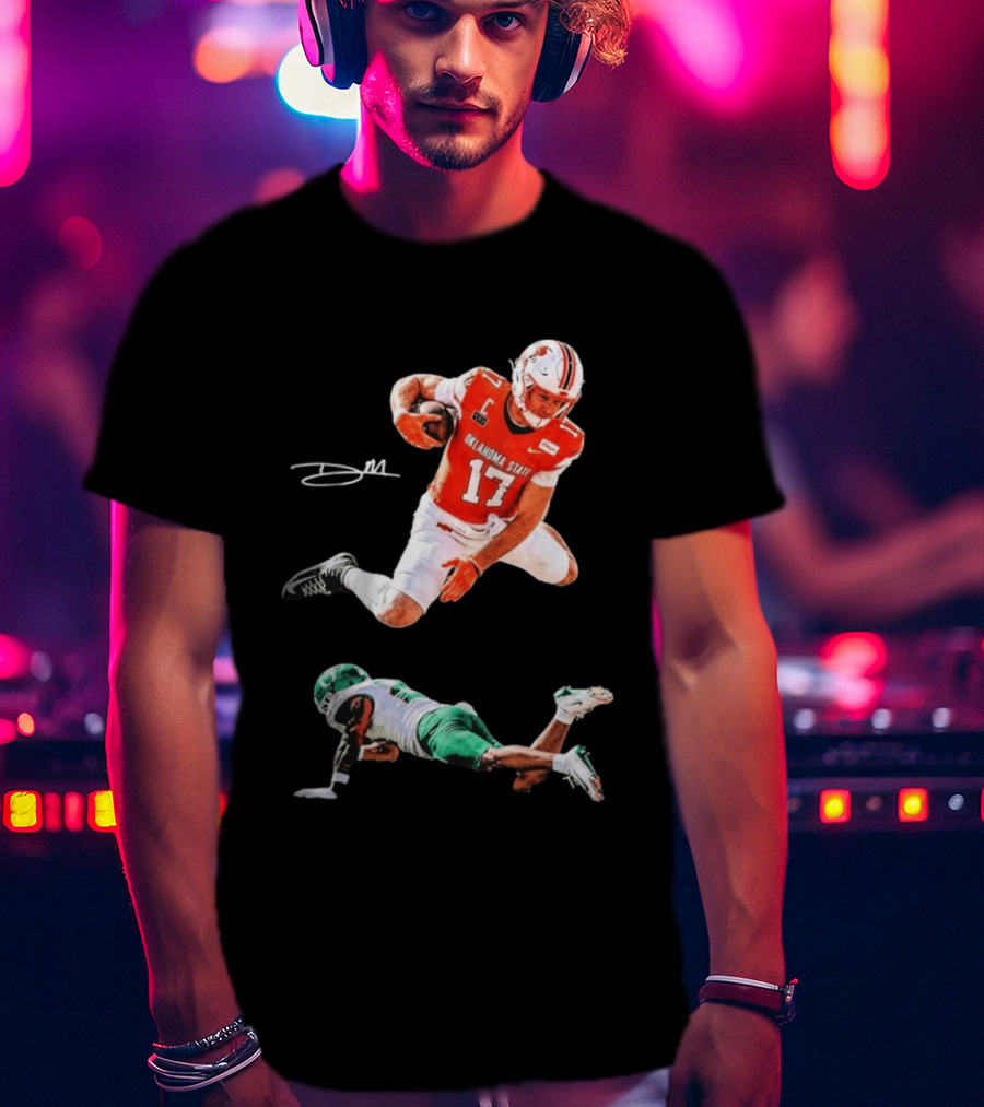 Oklahoma State Football Player Leap Over Oregon Opponent T-Shirt