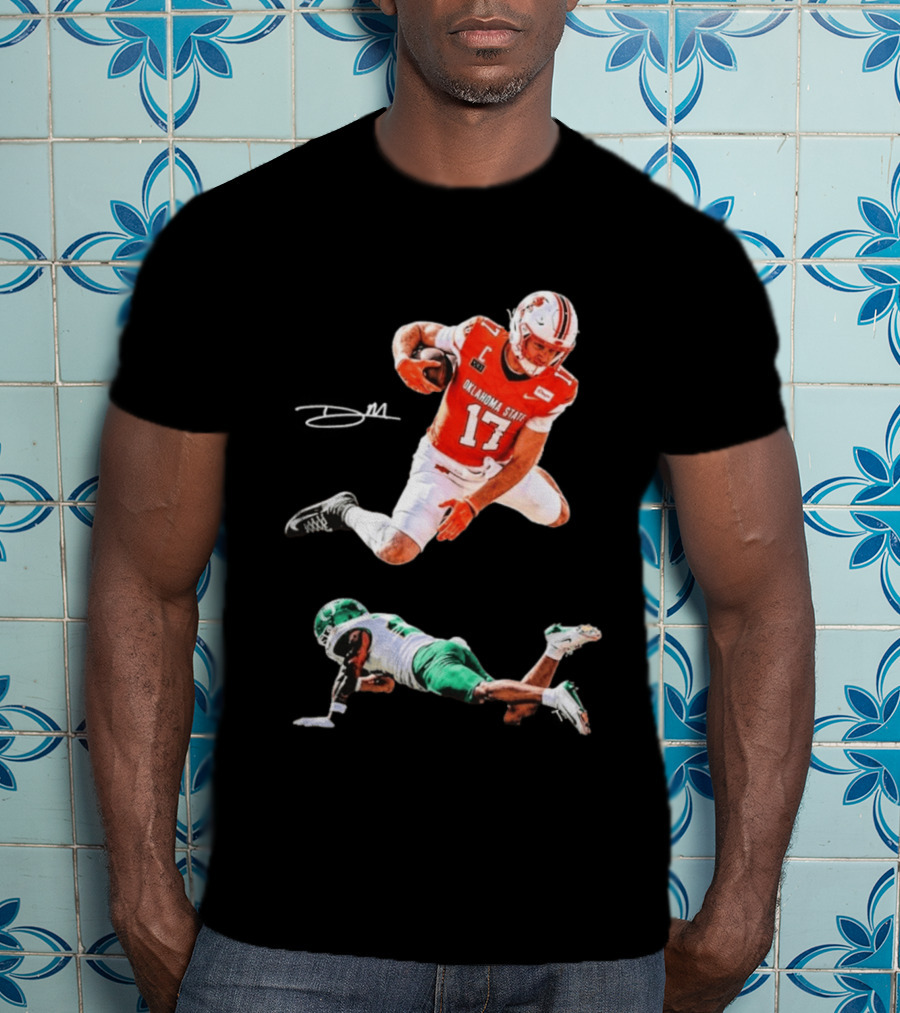 Oklahoma State Football Player Leap Over Oregon Opponent T-Shirt