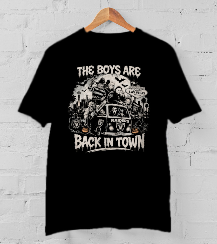 The Boys Are Back In Town Las Vegas Raiders Horror Characters Halloween Van T-Shirt
