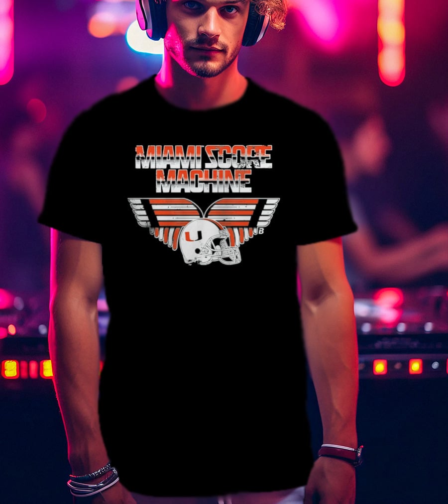 Miami Hurricanes NCAA Football Miami Score Machine Helmet T-Shirt