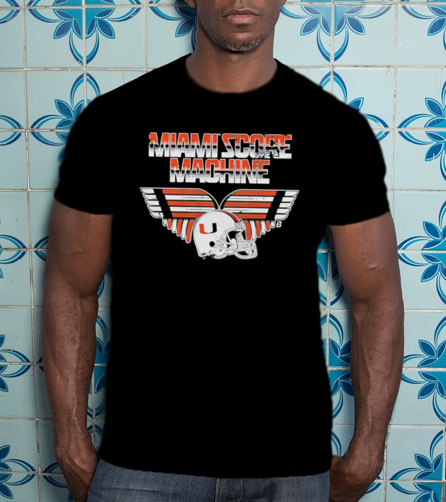 Miami Hurricanes NCAA Football Miami Score Machine Helmet T-Shirt