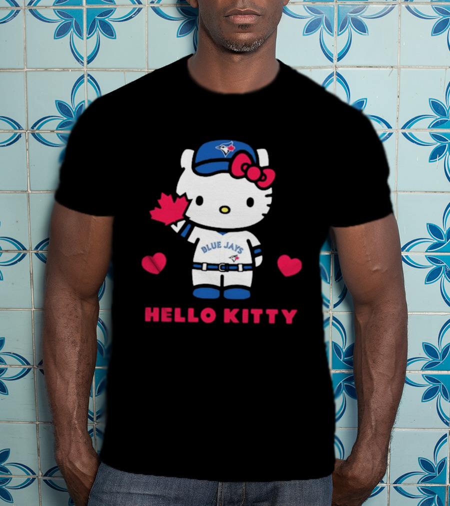 Hello Kitty Blue Jays 2026 With Maple Leaf And Hearts T-Shirt