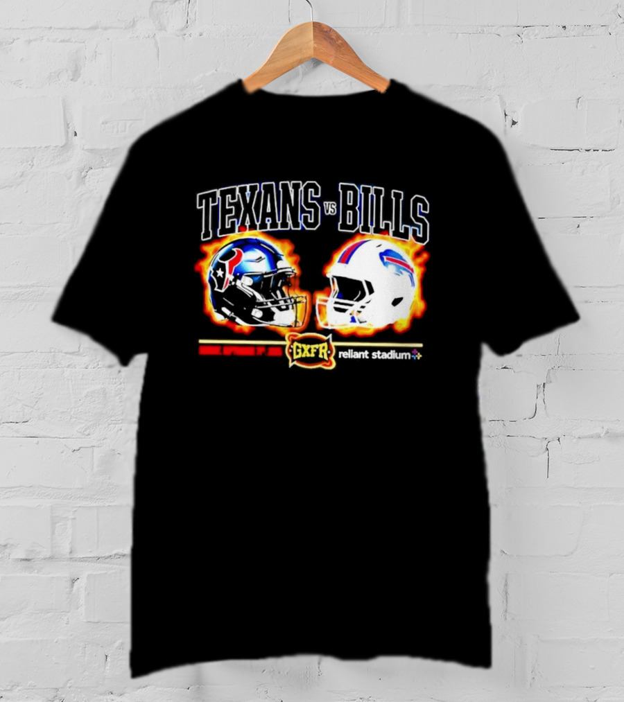 Texans Bills Helmet Showdown Vintage Style Game Day Football T-Shirt