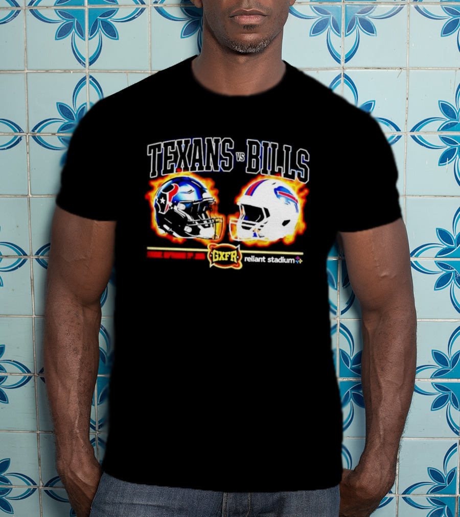 Texans Bills Helmet Showdown Vintage Style Game Day Football T-Shirt