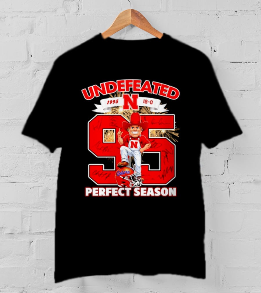 Nebraska Cornhuskers Undefeated 1995 Perfect Season 12 0 Gators 95 Football T-Shirt