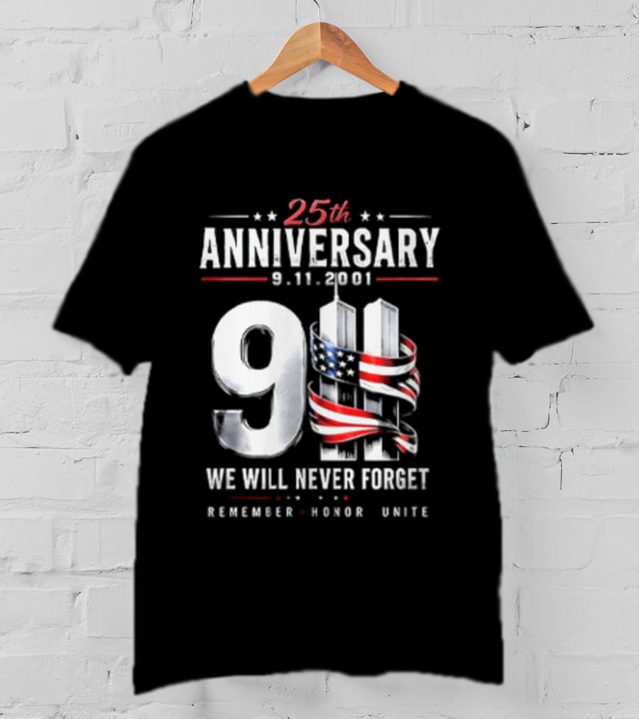 NYPD New York Yankees 2026 25th Anniversary 9 11 We Will Never Forget Remember Honor Unite T-Shirt