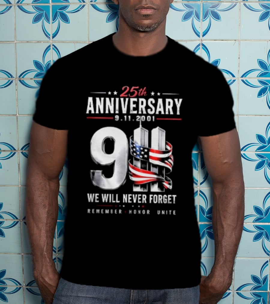 NYPD New York Yankees 2026 25th Anniversary 9 11 We Will Never Forget Remember Honor Unite T-Shirt