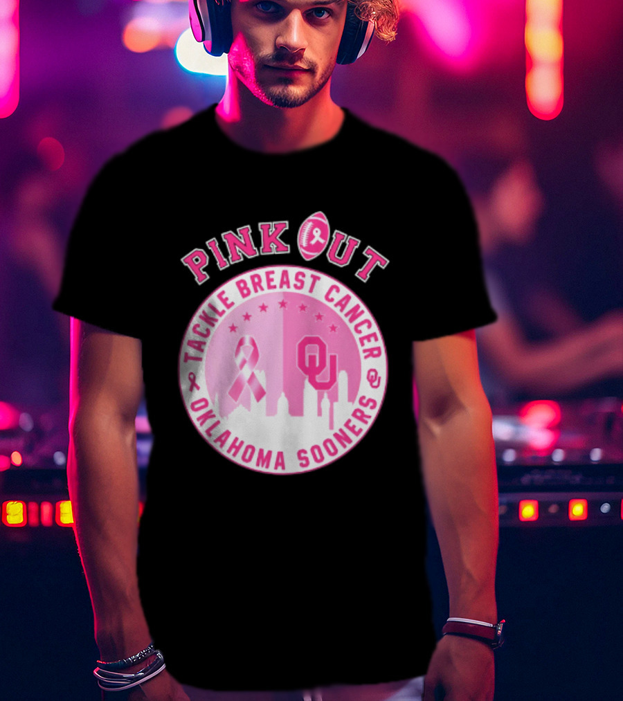 Oklahoma Sooners Pink Out Tackle Breast Cancer Football NCAA T-Shirt