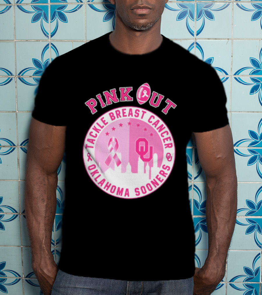 Oklahoma Sooners Pink Out Tackle Breast Cancer Football NCAA T-Shirt