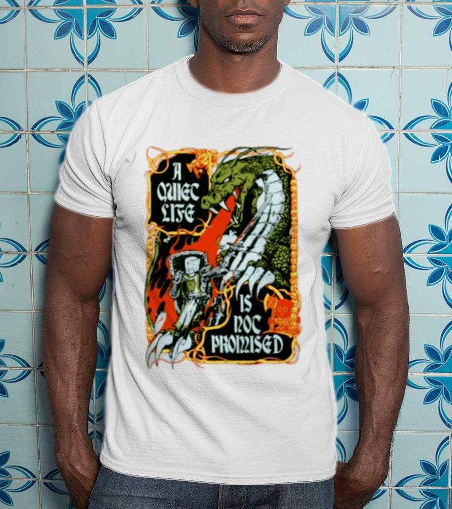 A Quiet Life Is Not Promised Dragon Knight Vintage Fantasy Adventure Scene T-Shirt