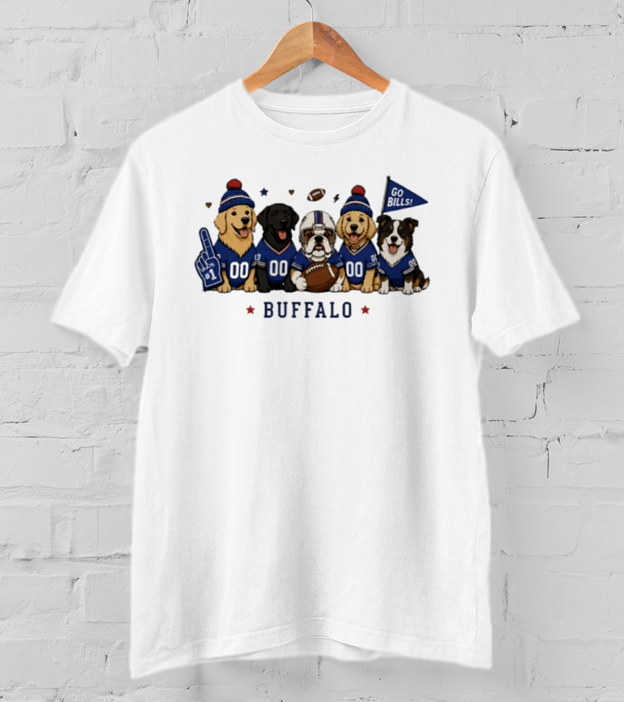 Buffalo Dogs Go Bills Football Golden Retriever Team Spirit T-Shirt