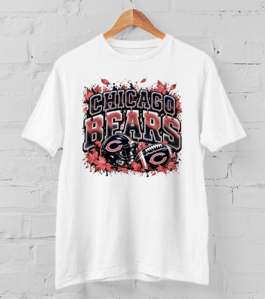 Chicago Bears Football Helmet Autumn Leaves Halloween 2026 T-Shirt