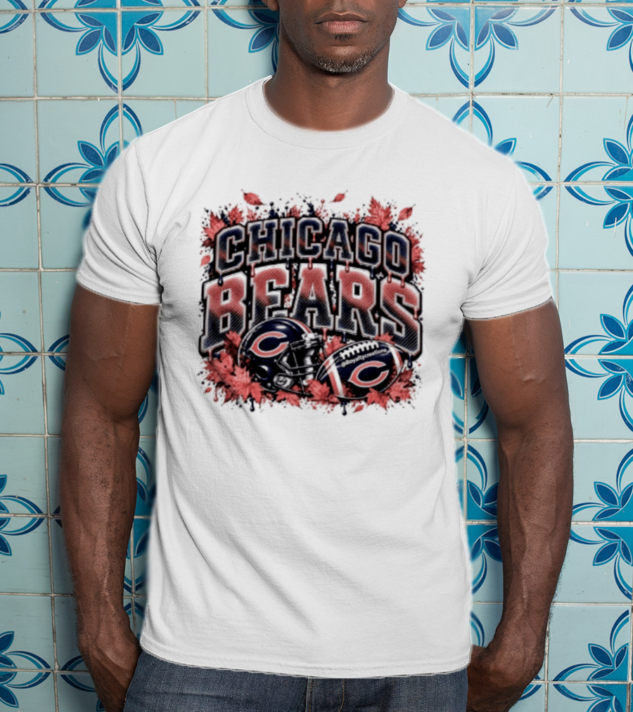 Chicago Bears Football Helmet Autumn Leaves Halloween 2026 T-Shirt