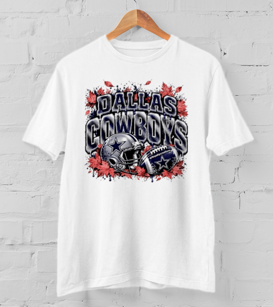 Dallas Cowboys Football Helmet Autumn Leaves Halloween 2026 T-Shirt