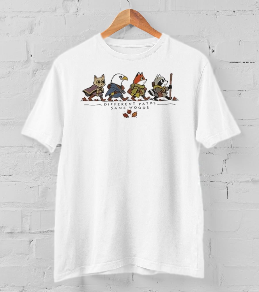 Different Paths Same Woods Root Game Walking Animals T-Shirt