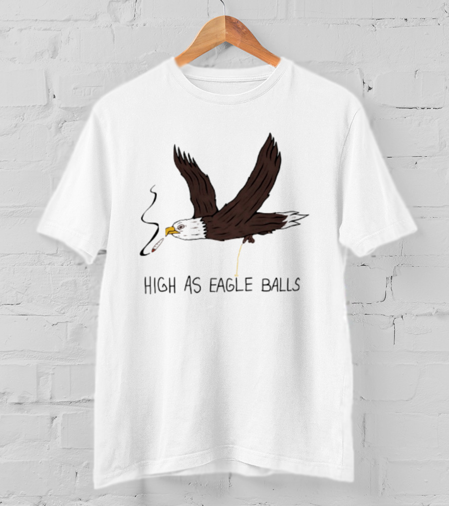 High As Eagle Balls Smoking Eagle Meme T-Shirt