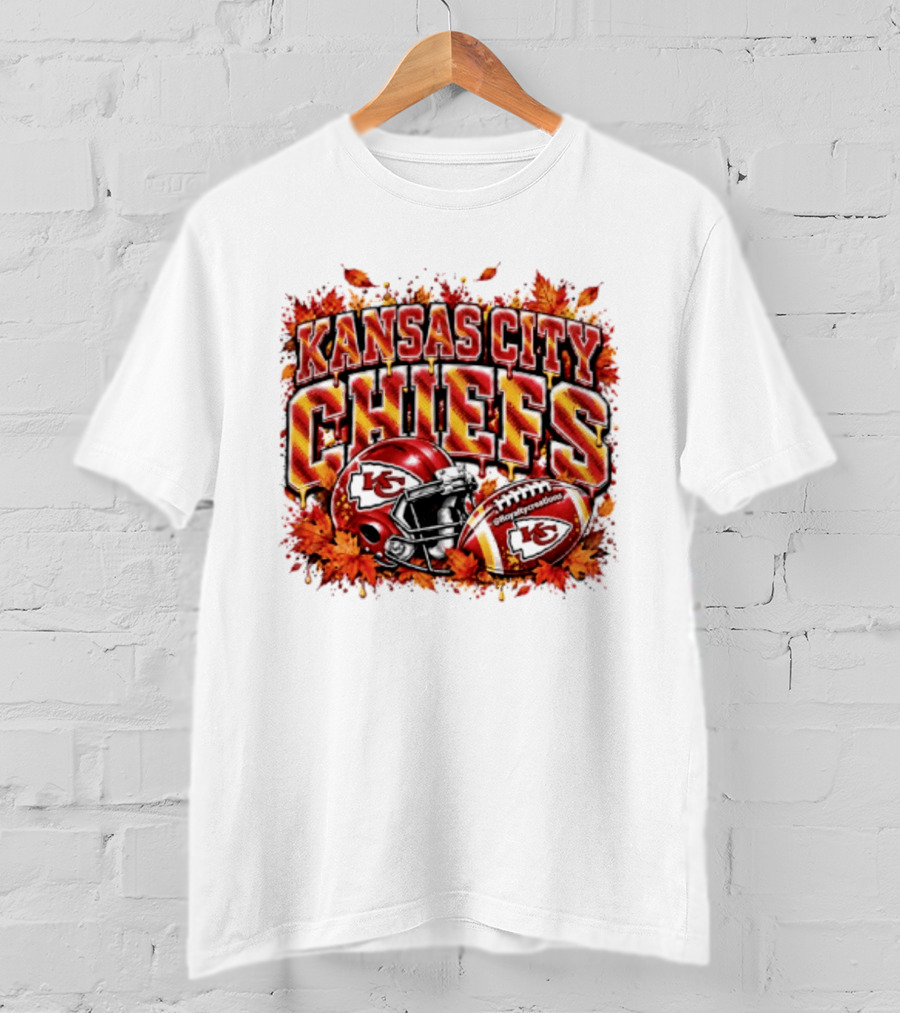 Kansas City Chiefs Football Helmet Autumn Leaves 2026 T-Shirt