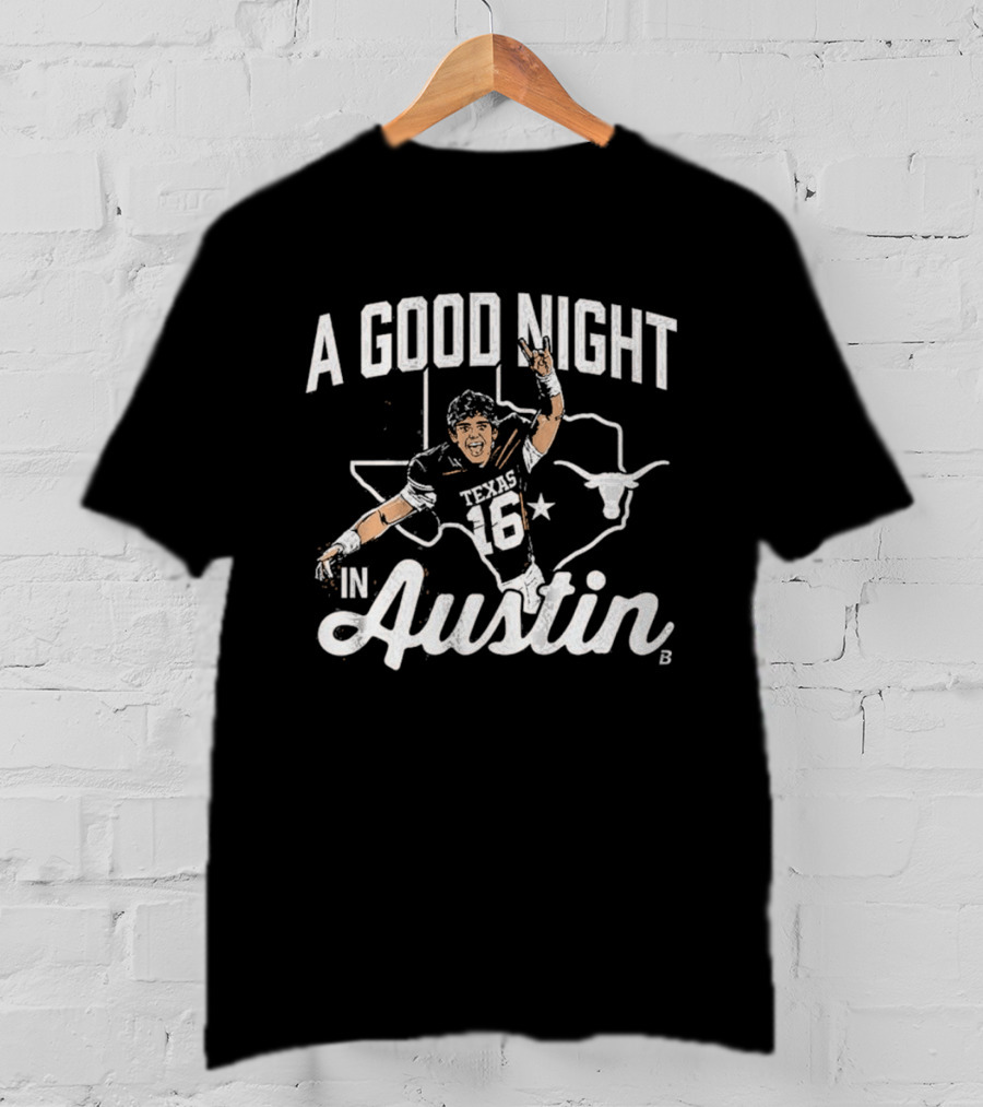 Texas Longhorns A Good Night In Austin Football Number 16 T-Shirt