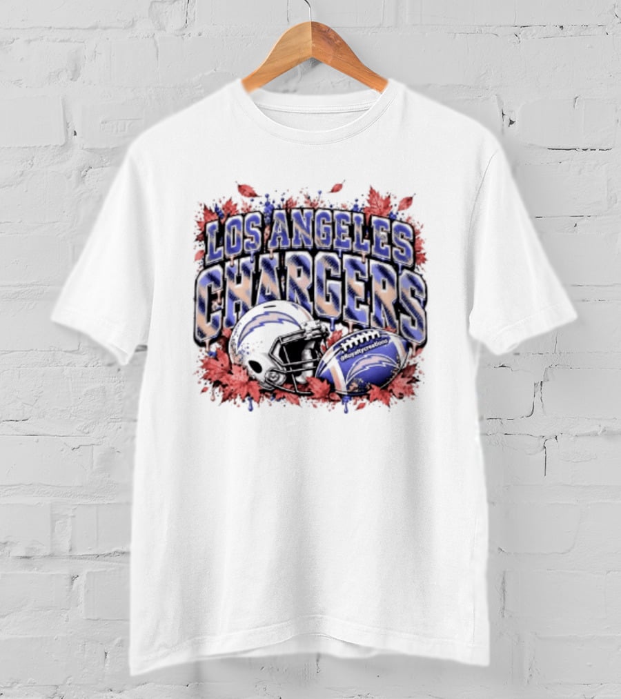 Los Angeles Chargers Football Helmet Autumn Leaves 2026 T-Shirt