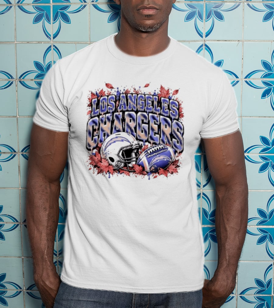 Los Angeles Chargers Football Helmet Autumn Leaves 2026 T-Shirt